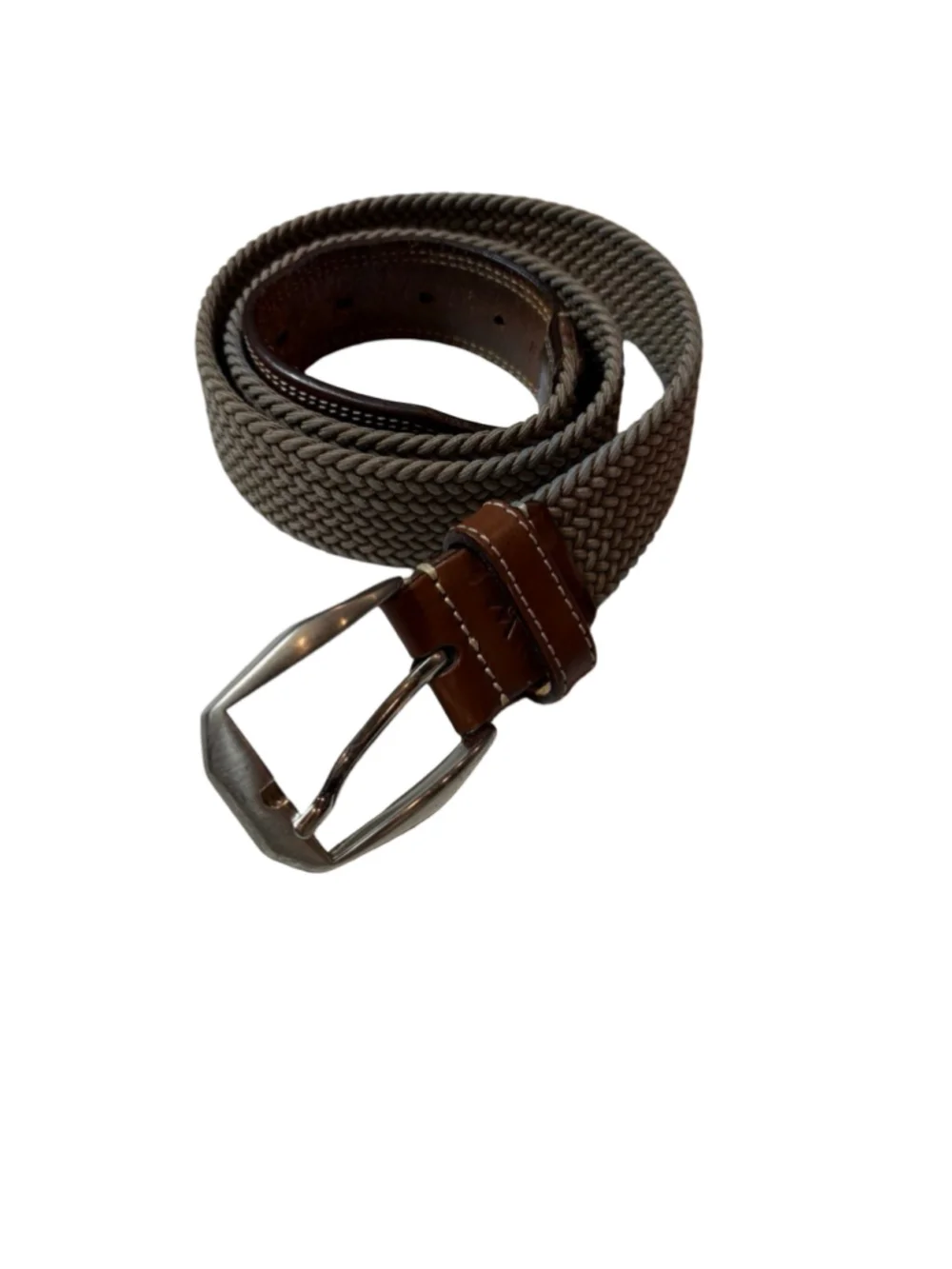 Martin Dingman Made in England Woven Leather Belt Taupe Brown Size 32 80